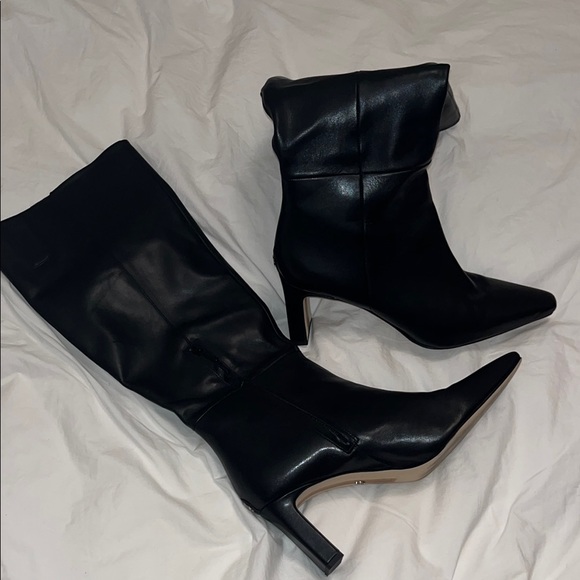 Sam Edelman Black Heeled Boots with Side Zipper - Picture 1 of 2